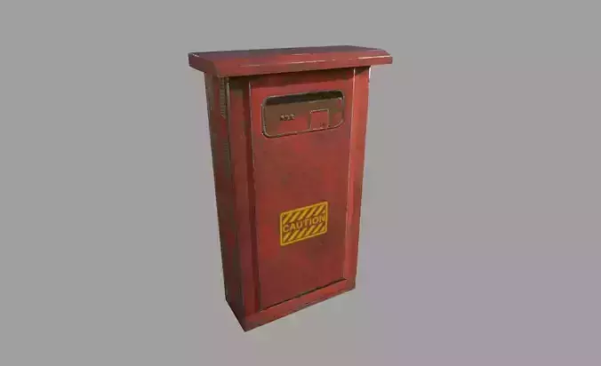 Electric Box PBR Red VR AR low-poly 3d model Low-poly 3D model