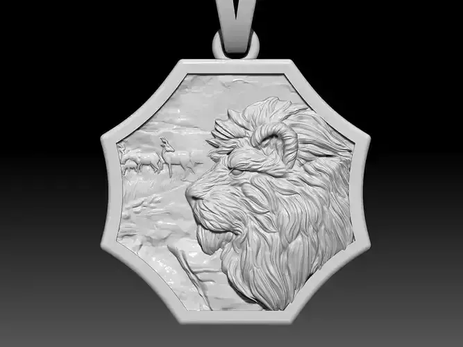 Lion  pendant Silver Gold  Print