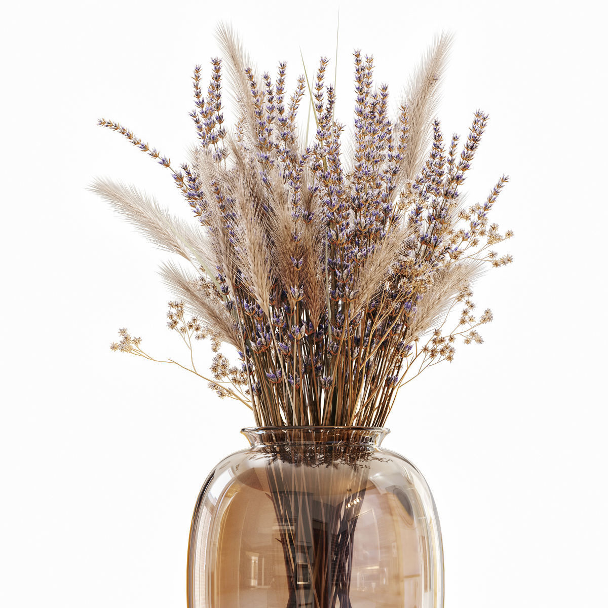 Dry flowers in modern vase 4 3D model_3