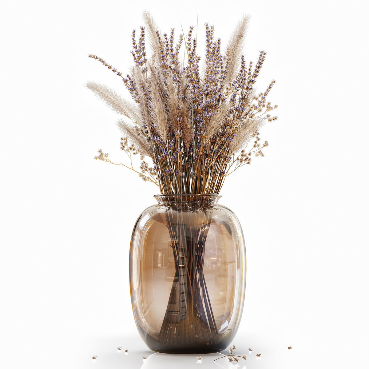 Dry flowers in modern vase 4 3D model_2