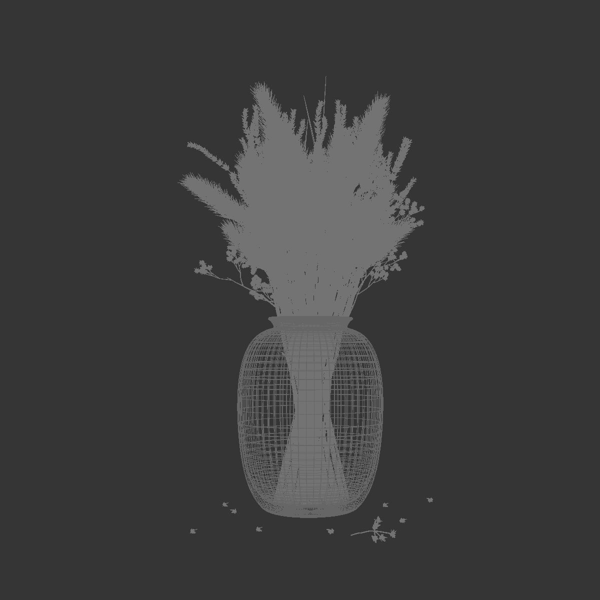 Dry flowers in modern vase 4 3D model_9