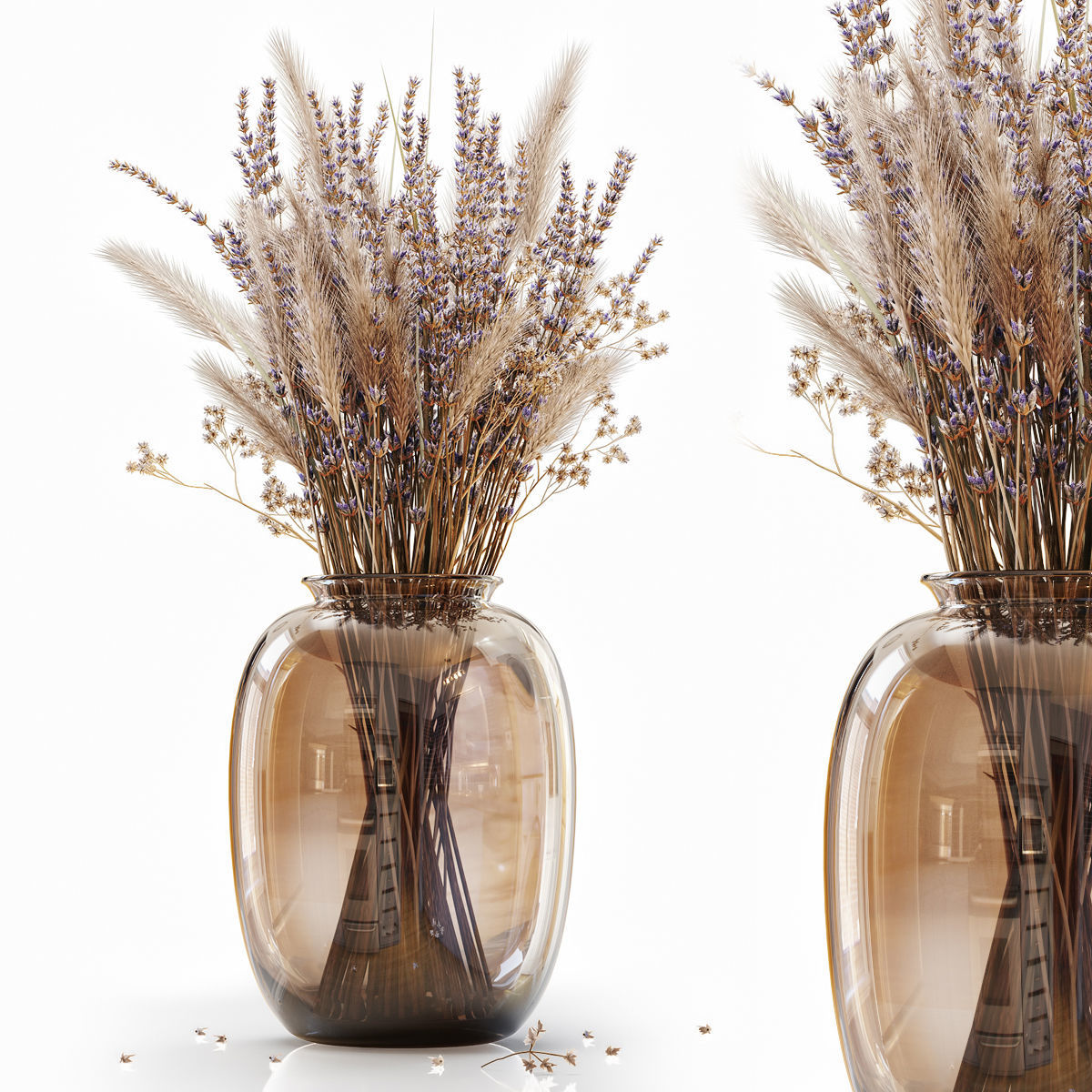 Dry flowers in modern vase 4 3D model_1
