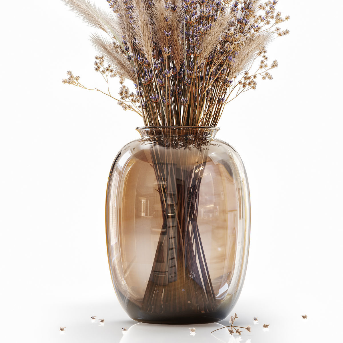 Dry flowers in modern vase 4 3D model_4