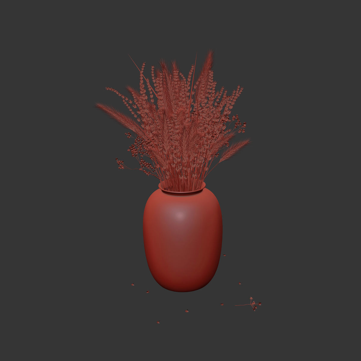 Dry flowers in modern vase 4 3D model_7