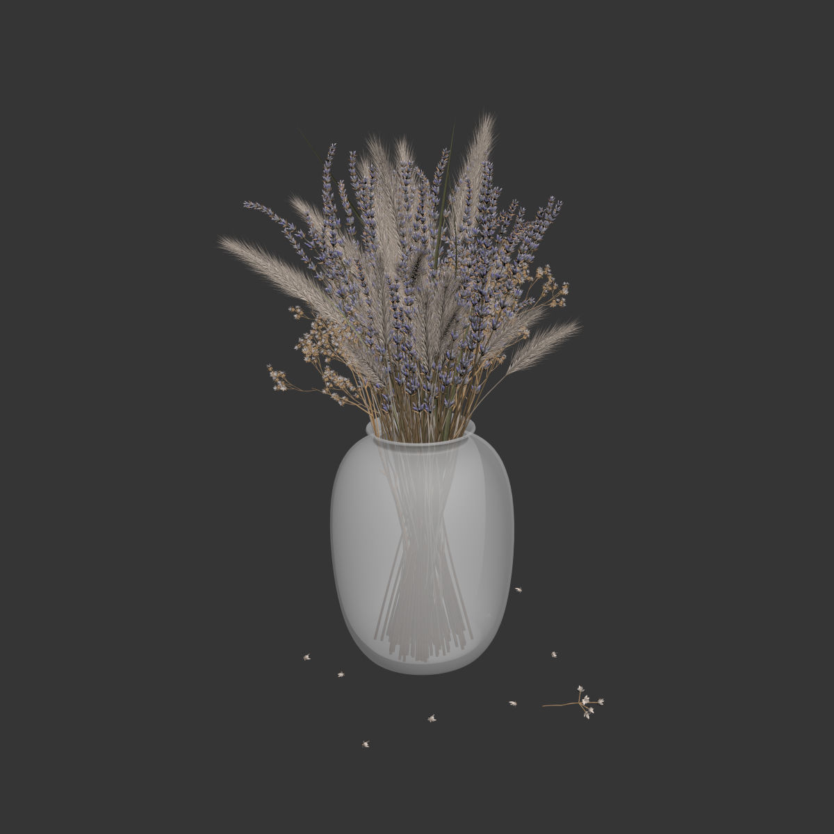 Dry flowers in modern vase 4 3D model_6