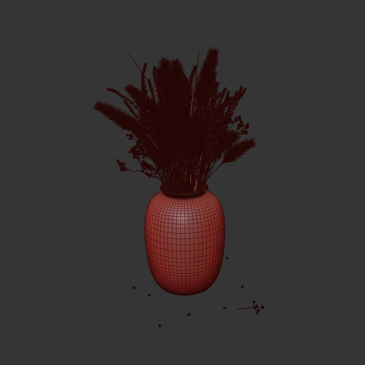 Dry flowers in modern vase 4 3D model_8
