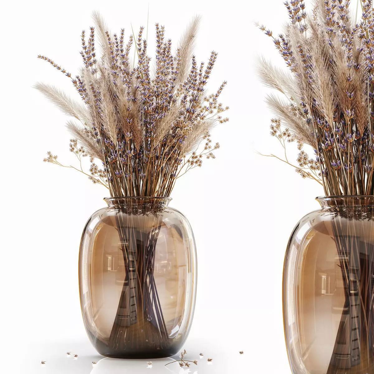 Dry flowers in modern vase 4 3D model_0