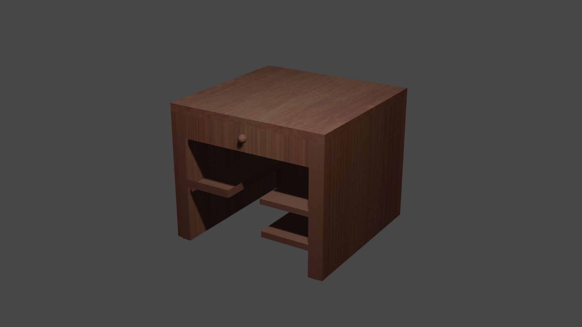 Nightstand 3D Model wooden table with drawers Low-poly 3D model_1