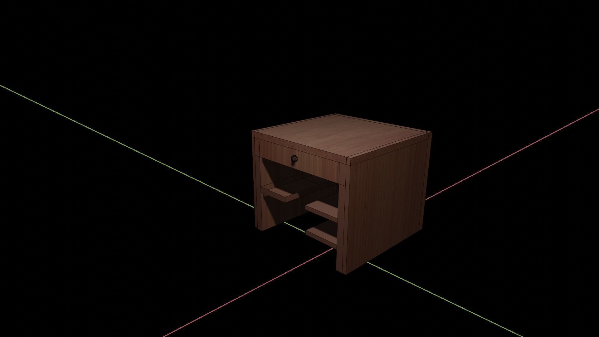 Nightstand 3D Model wooden table with drawers Low-poly 3D model_2