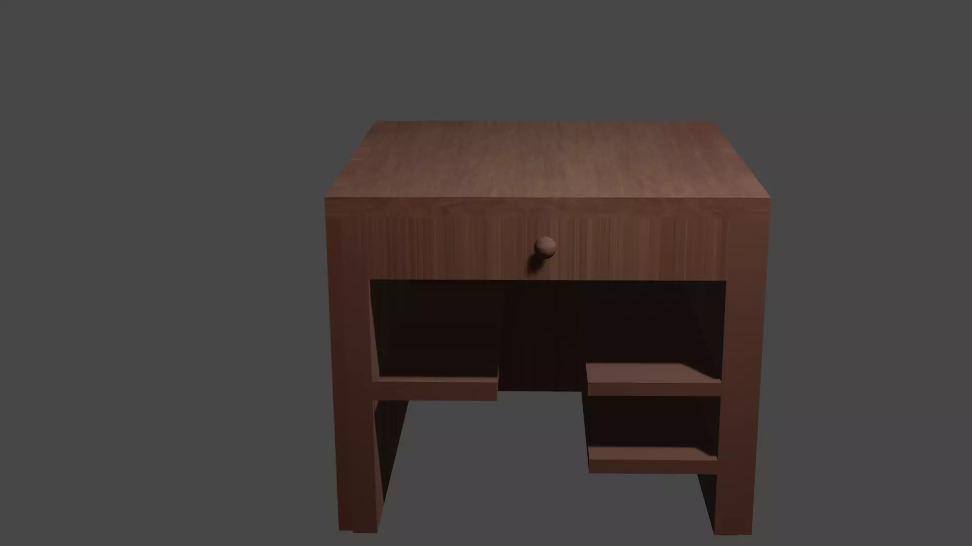 Nightstand 3D Model wooden table with drawers Low-poly 3D model_0