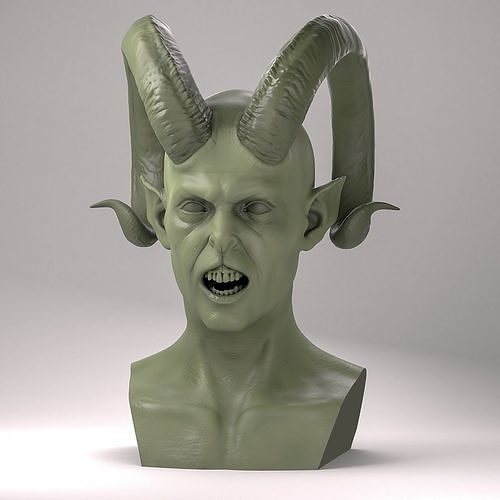 Scream horned demon head 3D print model