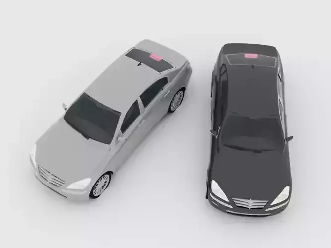 Hyundai two mercedes cars 3D model