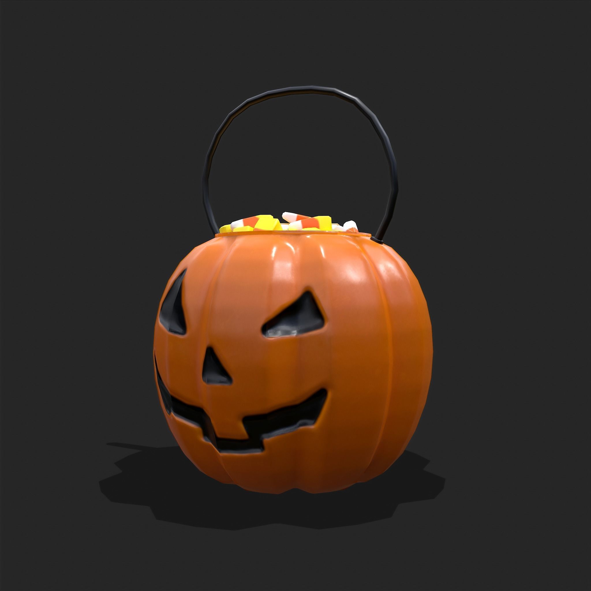 Pumpkin Candy Pail Low-poly 3D model_19