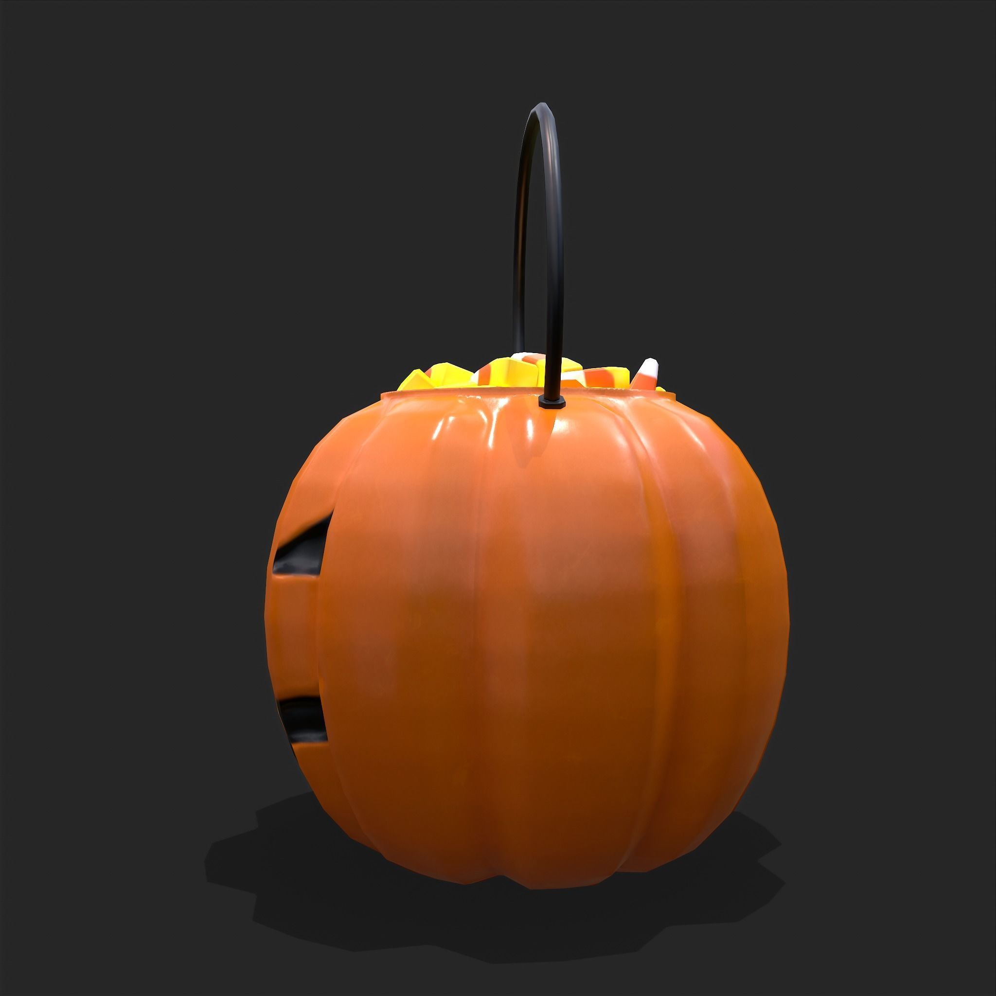 Pumpkin Candy Pail Low-poly 3D model_10