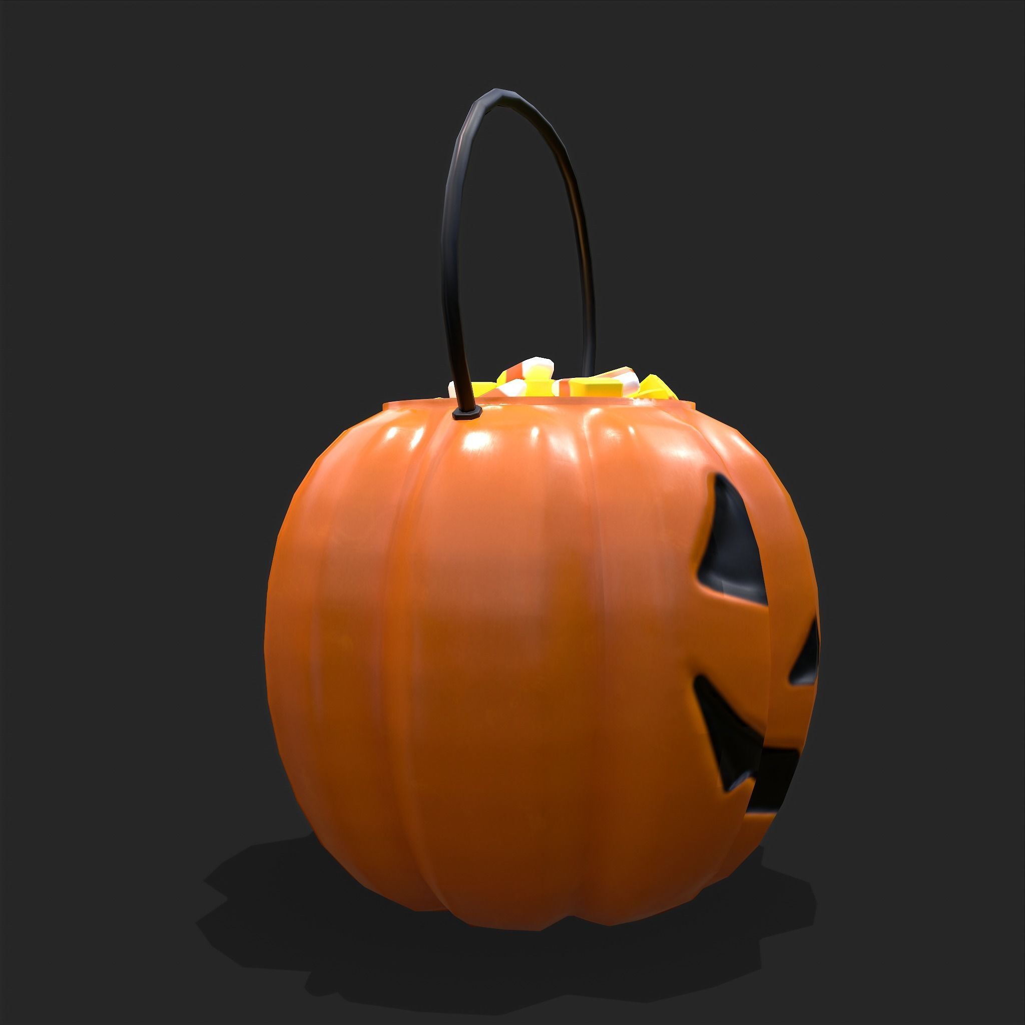 Pumpkin Candy Pail Low-poly 3D model_14