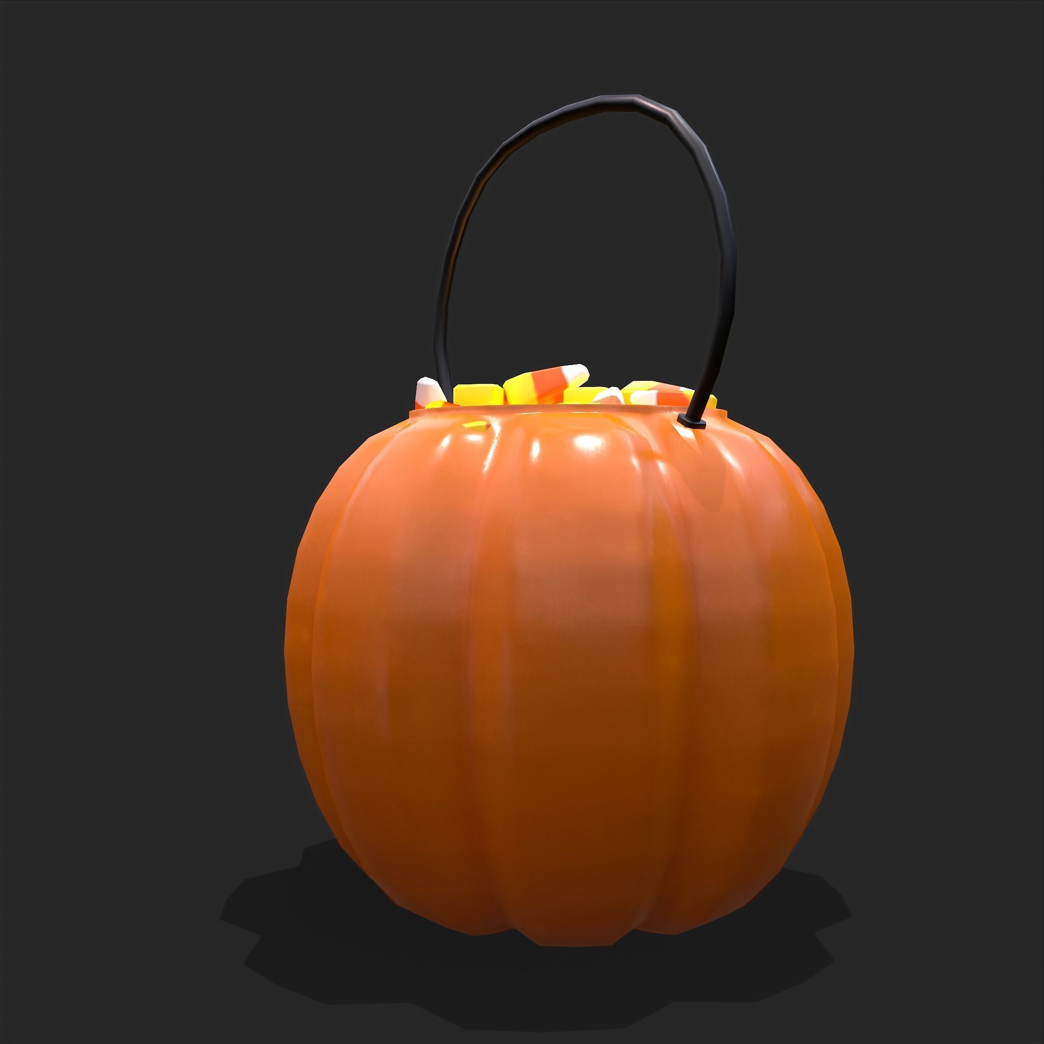 Pumpkin Candy Pail Low-poly 3D model_13