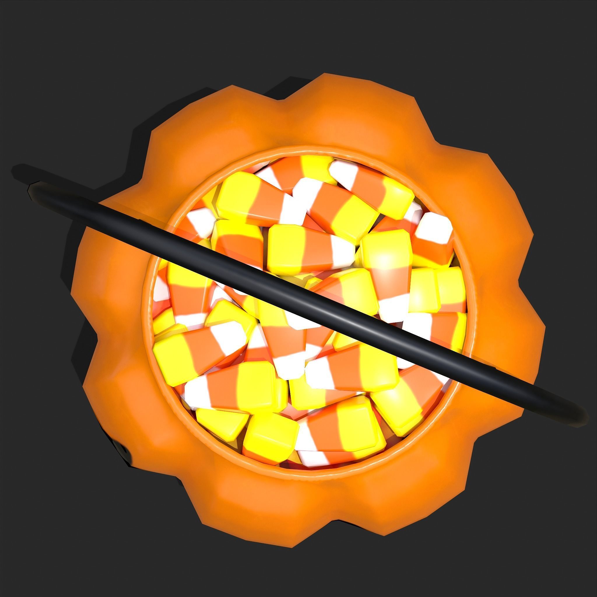 Pumpkin Candy Pail Low-poly 3D model_16