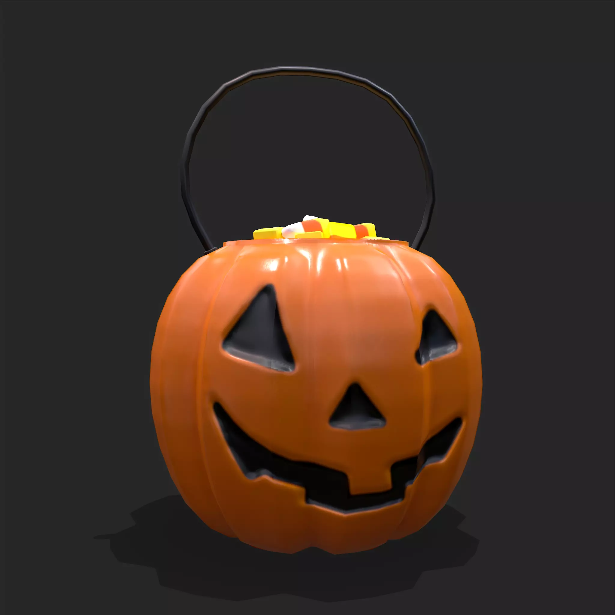Pumpkin Candy Pail Low-poly 3D model_0