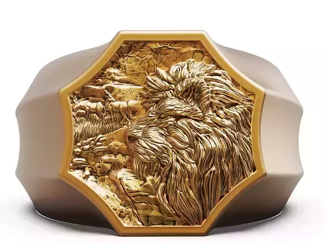 Lion Man Ring Silver Gold  Print