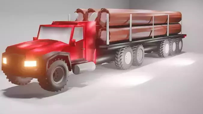 Model 3D Truck with Trees Free 3D model