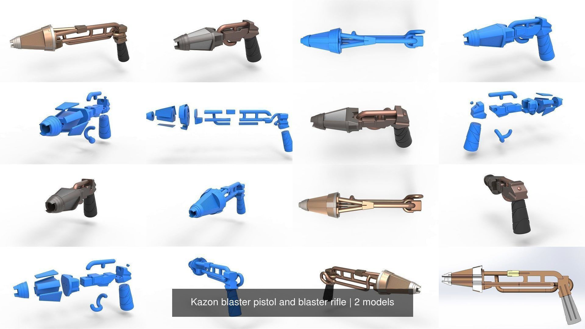 Kazon blaster pistol and blaster rifle 3D Model Collection | CGTrader