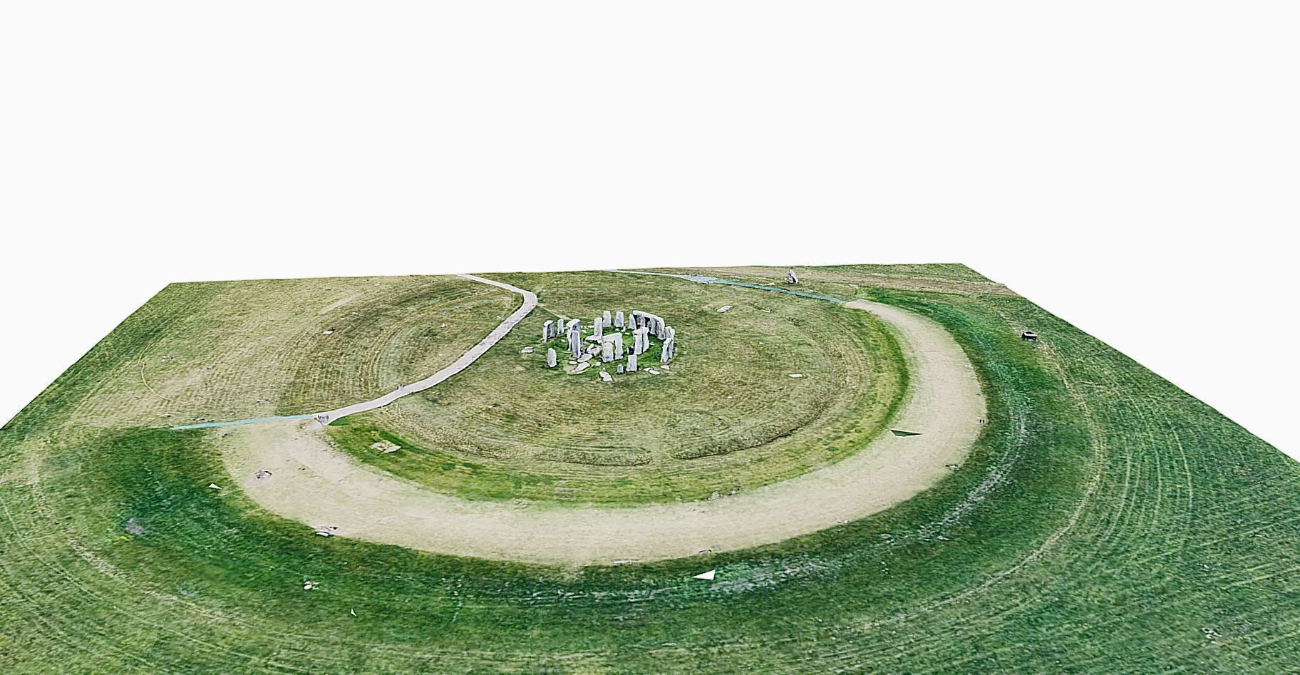 Stonehenge circular mound in middle of grassy field Low-poly 3D model_2