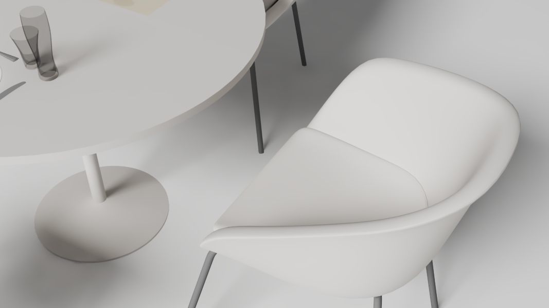 Eating table set 3D model_1