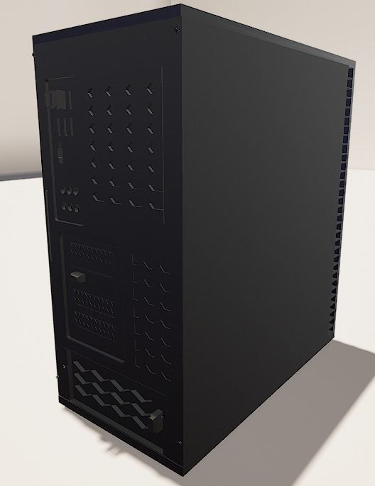 Black Gaming Computer 3D model_3