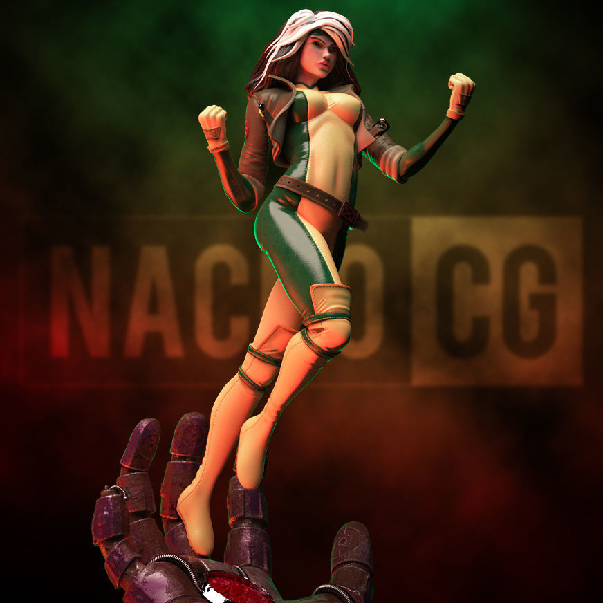 Fanart ROGUE from XMEN - Statue 3D print model_8