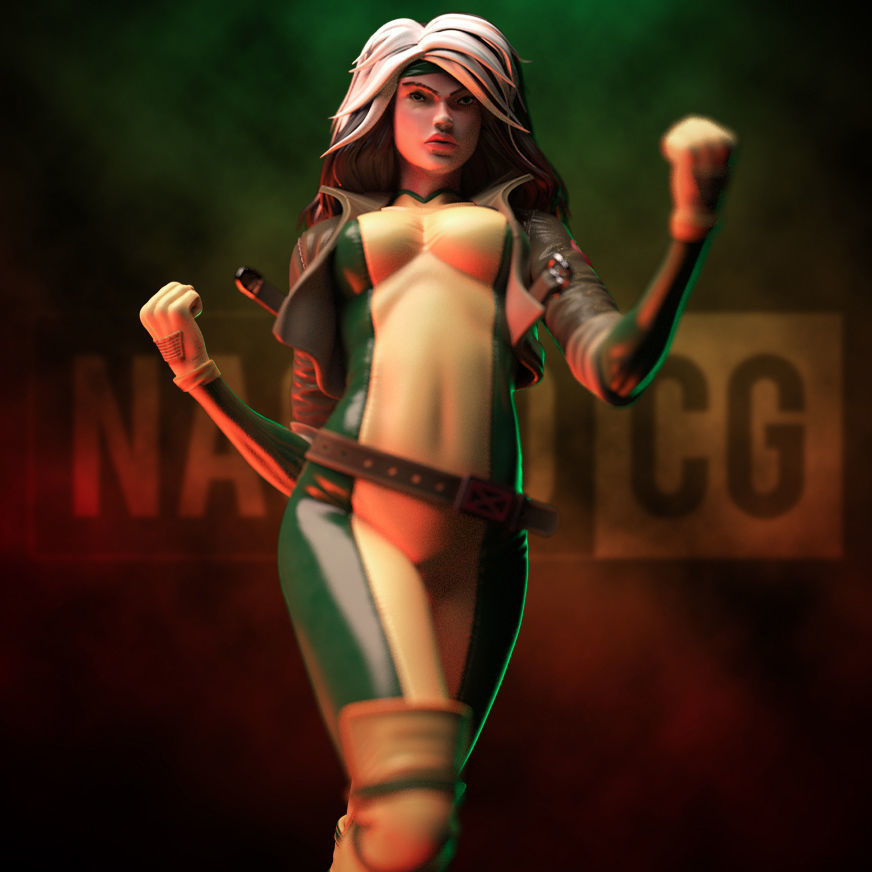 Fanart ROGUE from XMEN - Statue 3D print model_6