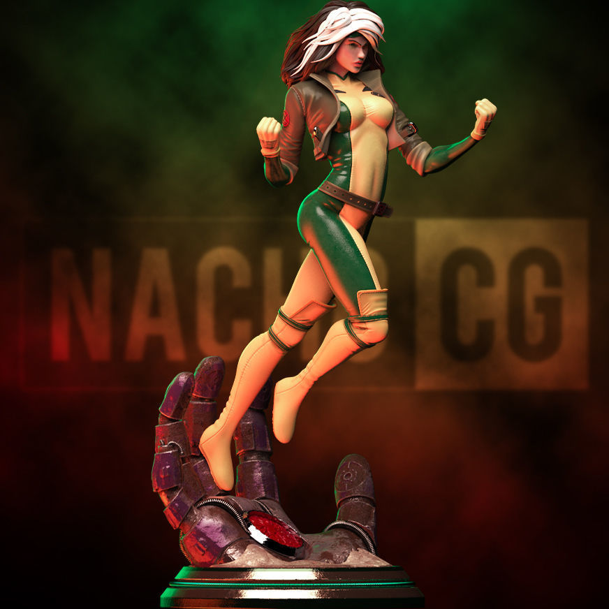 Fanart ROGUE from XMEN - Statue 3D print model_7