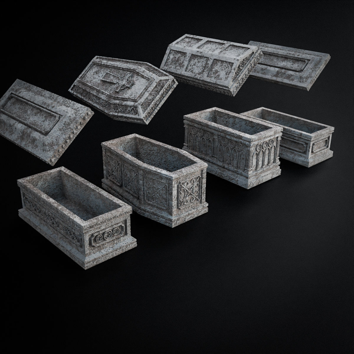 GOTHIC CEMETERY ASSET PACK Low-poly 3D model_3