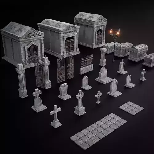 GOTHIC CEMETERY ASSET PACK Low-poly 3D model
