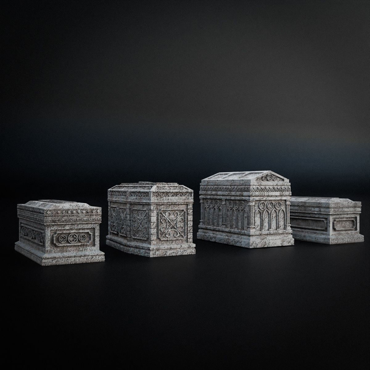 GOTHIC CEMETERY ASSET PACK Low-poly 3D model_5