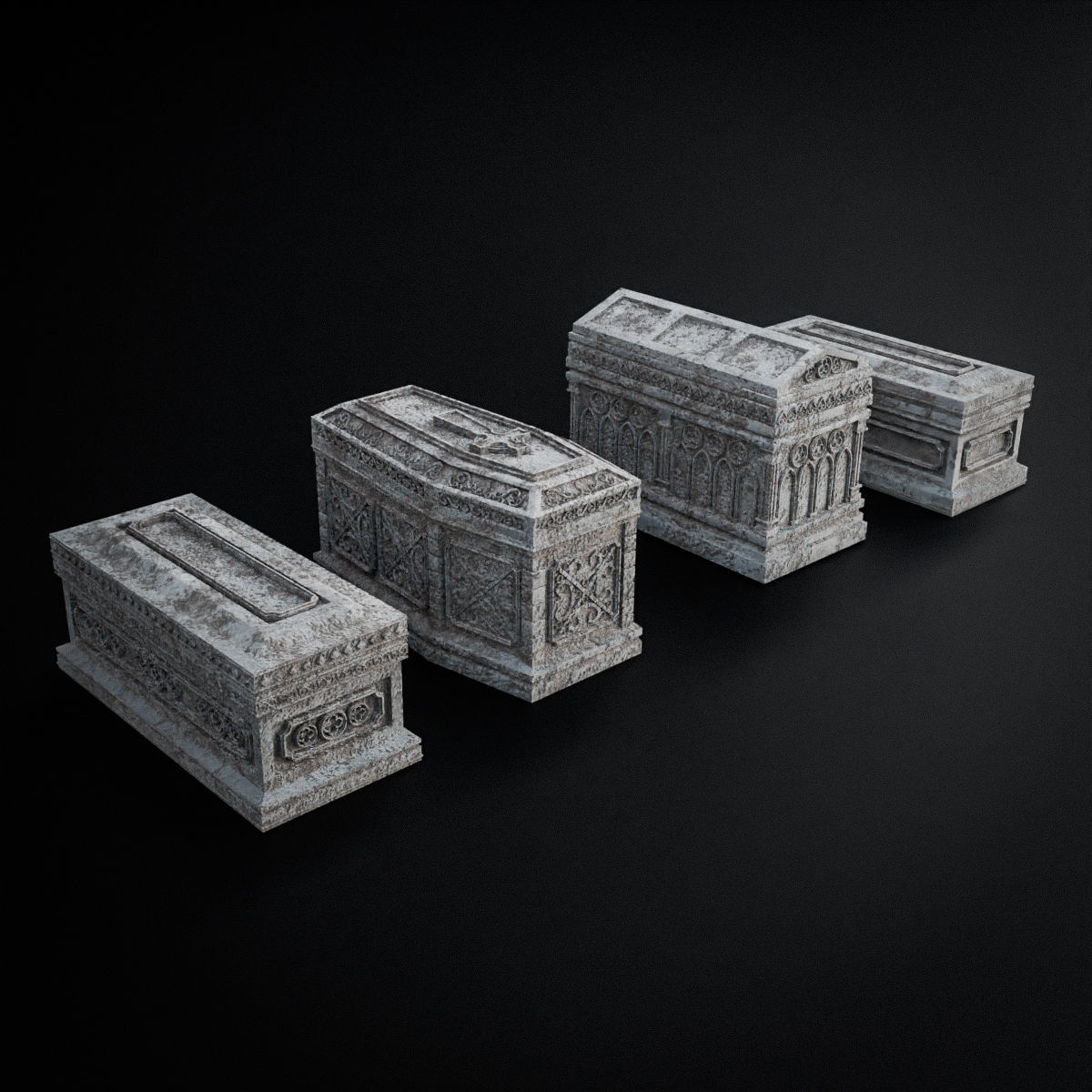 GOTHIC CEMETERY ASSET PACK Low-poly 3D model_2