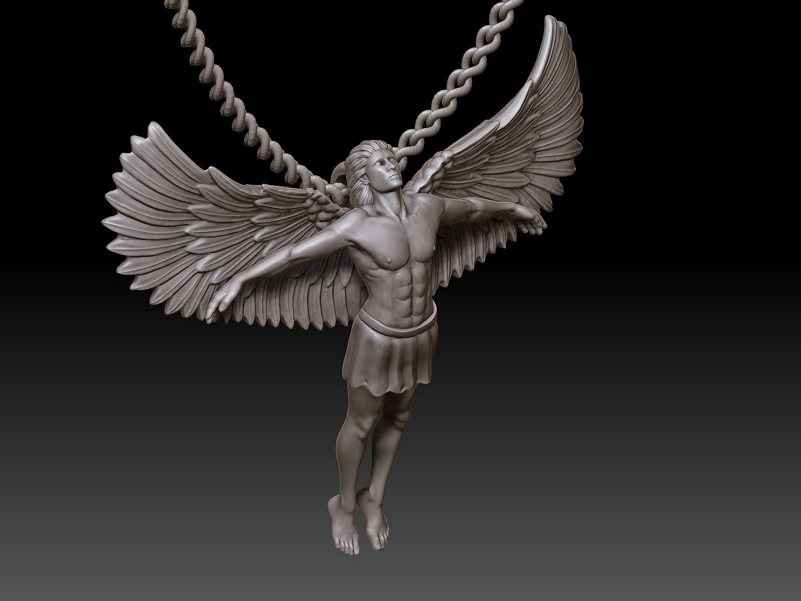  Man Angel Pendant  Sculpture jewelry gold 3D print model_1