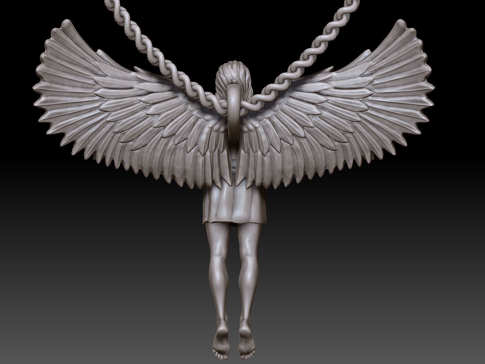  Man Angel Pendant  Sculpture jewelry gold 3D print model_2