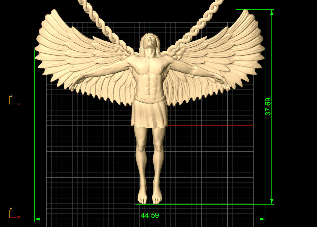  Man Angel Pendant  Sculpture jewelry gold 3D print model_8