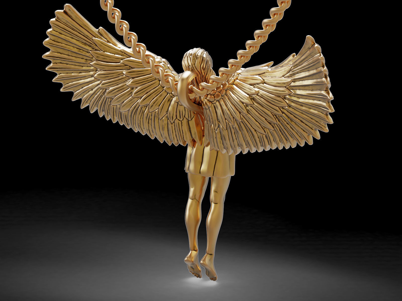  Man Angel Pendant  Sculpture jewelry gold 3D print model_6