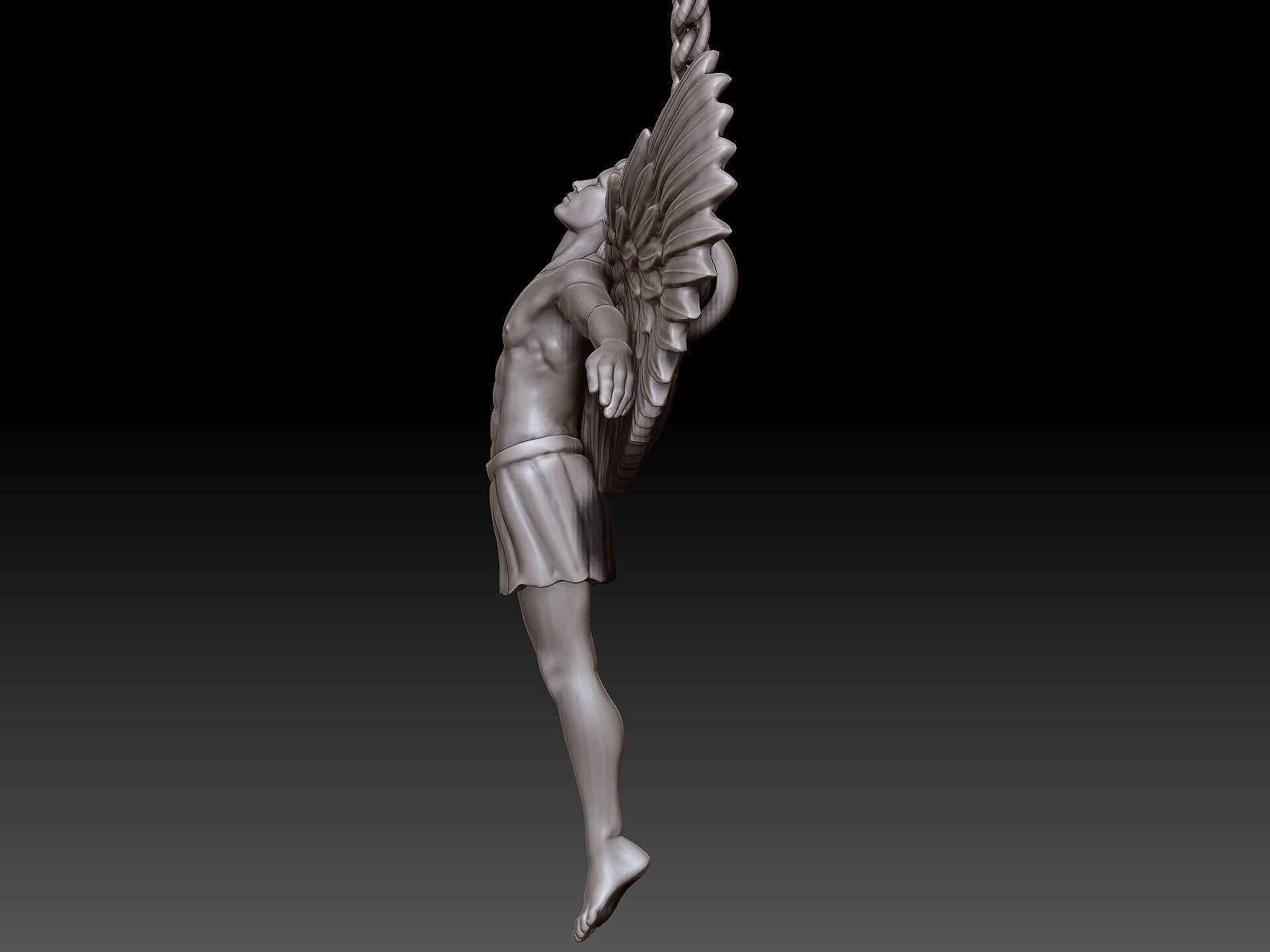  Man Angel Pendant  Sculpture jewelry gold 3D print model_7