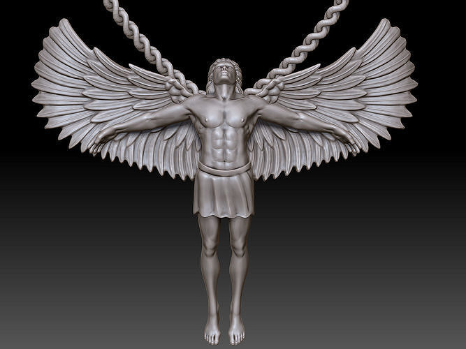  Man Angel Pendant  Sculpture jewelry gold 3D print model