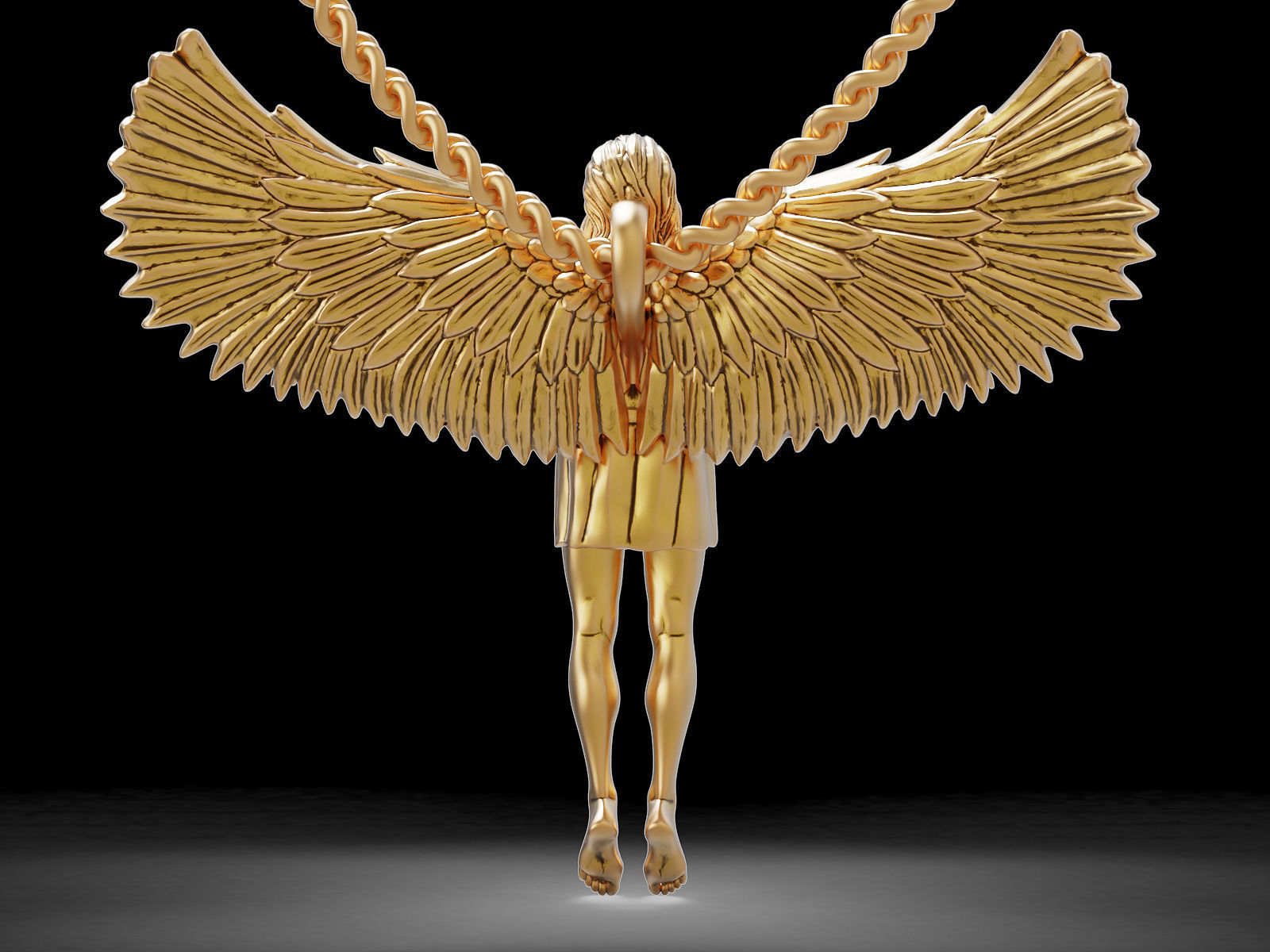  Man Angel Pendant  Sculpture jewelry gold 3D print model_4
