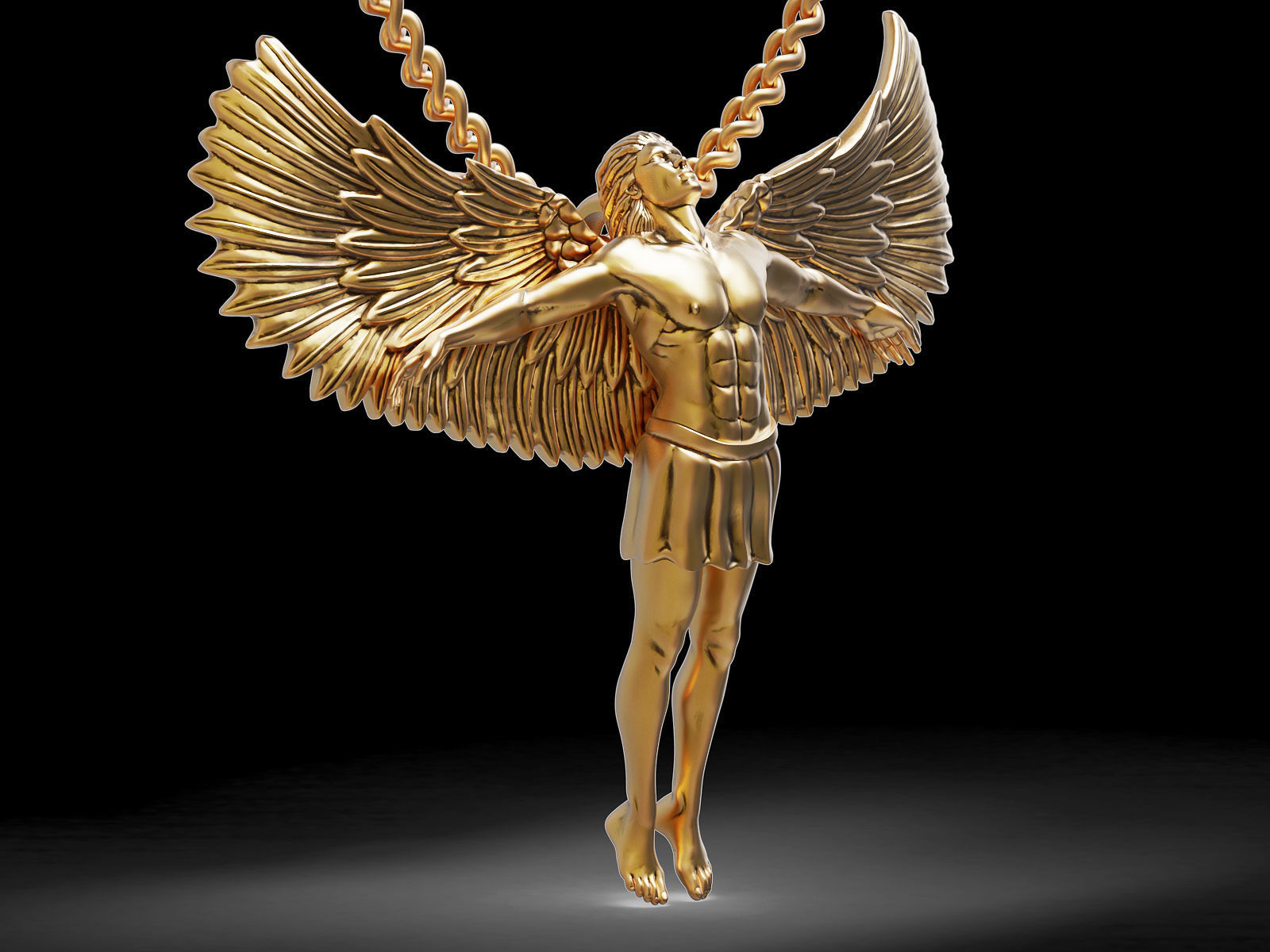  Man Angel Pendant  Sculpture jewelry gold 3D print model_5