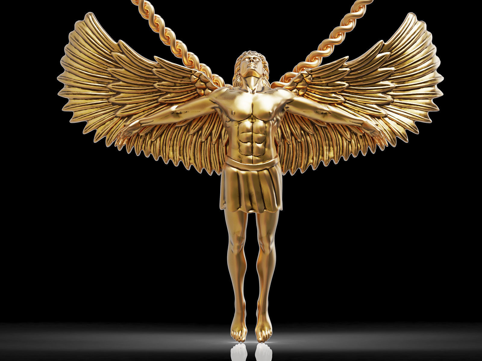  Man Angel Pendant  Sculpture jewelry gold 3D print model_3