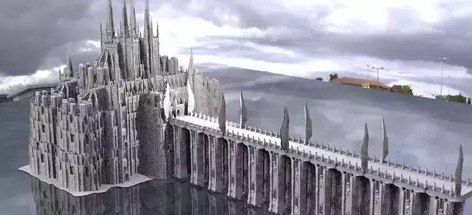 League of legends Inspired Cathedral taller with Angel Bridge 3D