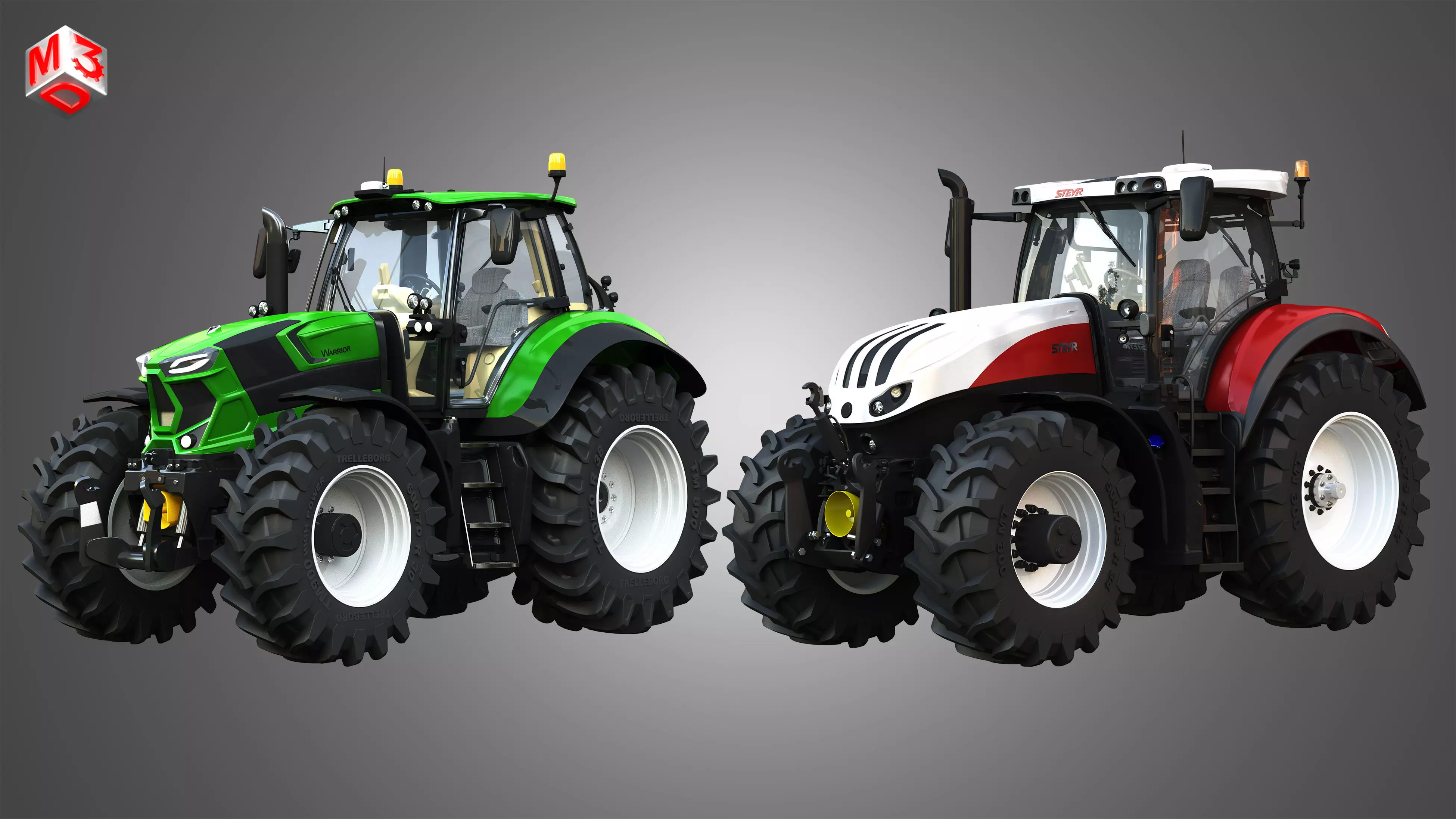 Deutz Fahr - Steyr Terrus Tractors - 2 in 1 3D Model Collection_0