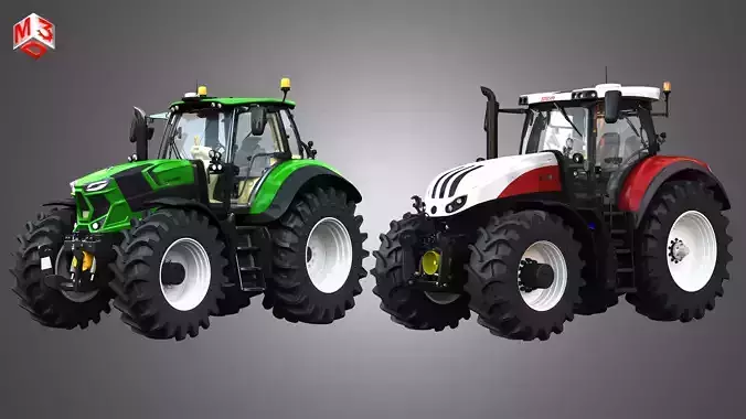 Deutz Fahr - Steyr Terrus Tractors - 2 in 1 3D Model Collection
