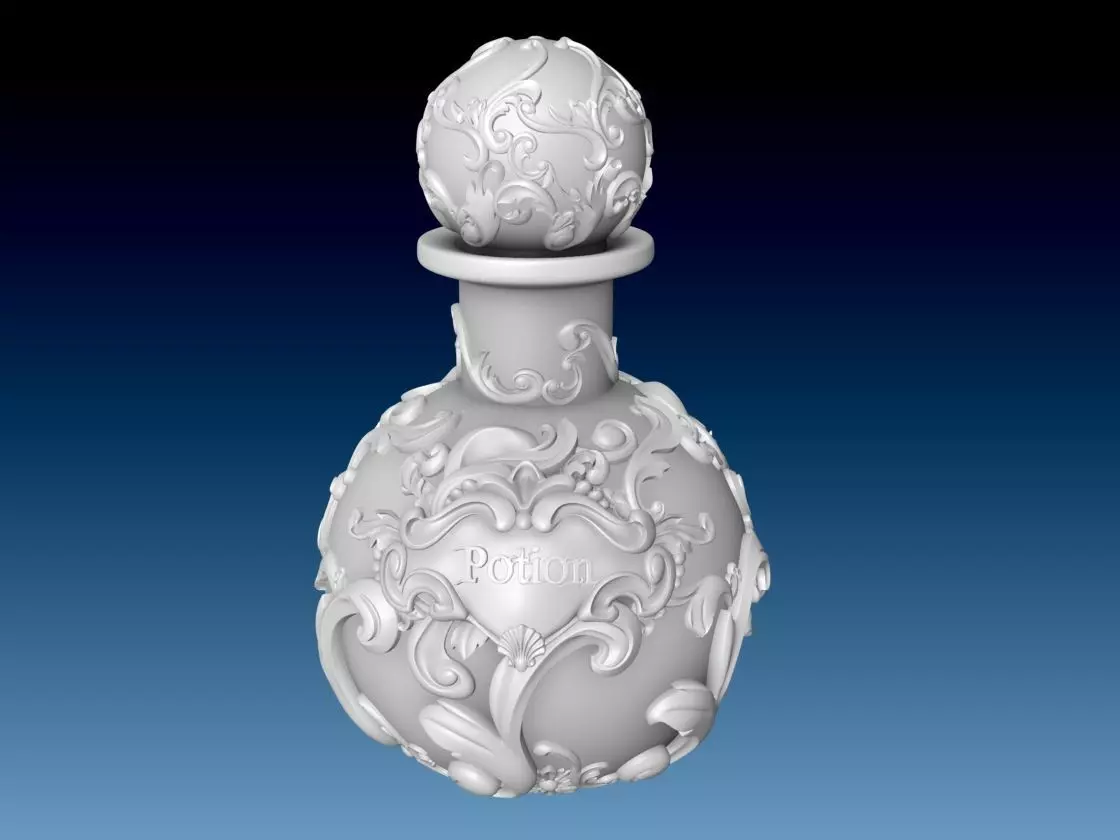 Simple Potion Bottle Art Nouveau High Fantasy Wedding RPG 3D print model_0