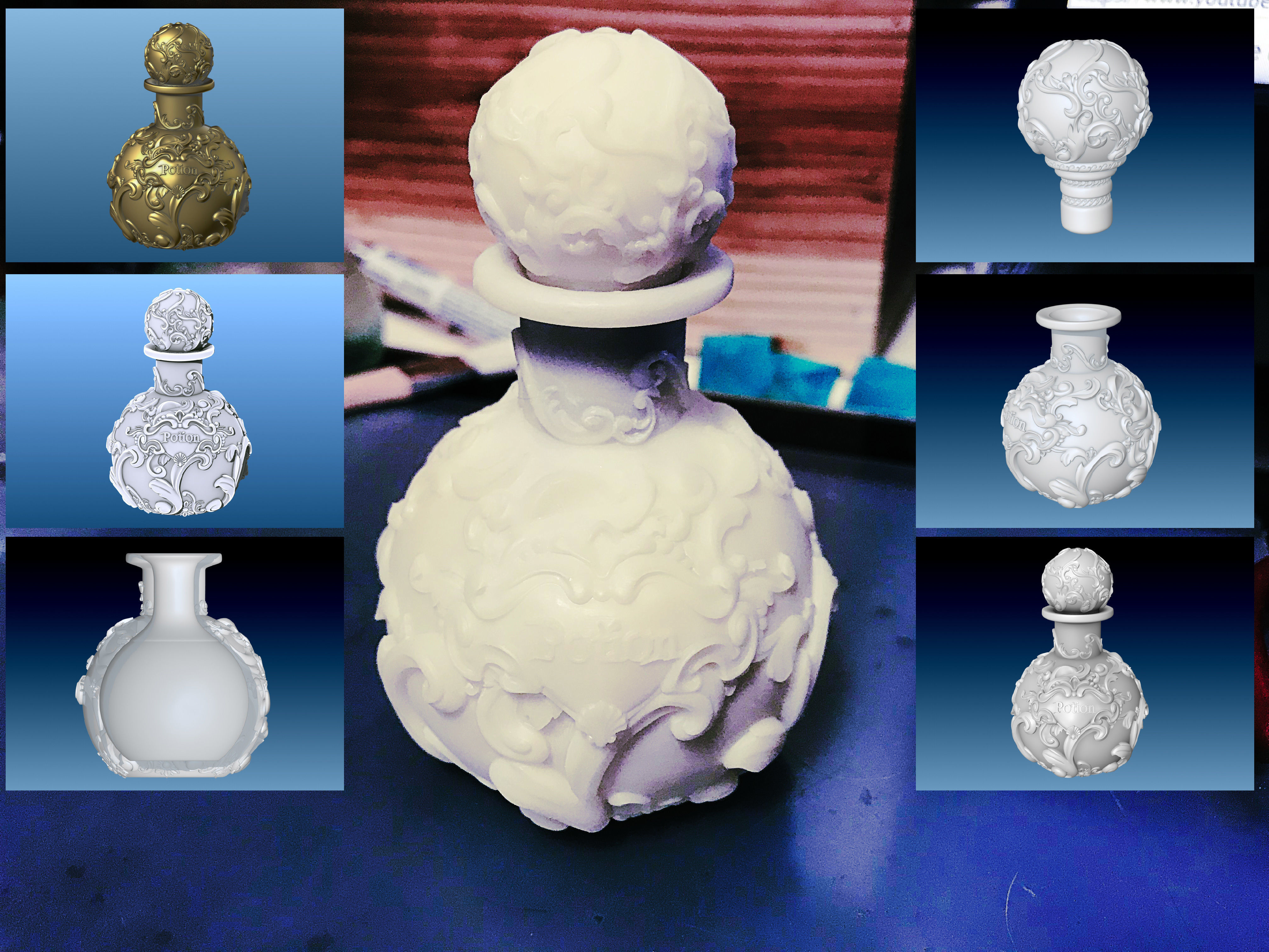 Simple Potion Bottle Art Nouveau High Fantasy Wedding RPG 3D print model_1