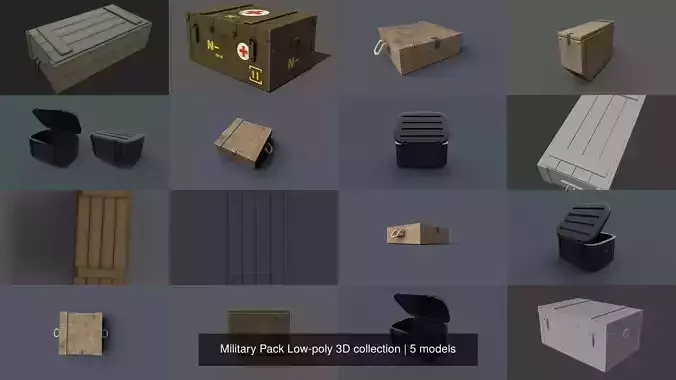 Military Pack Low-poly 3D collection